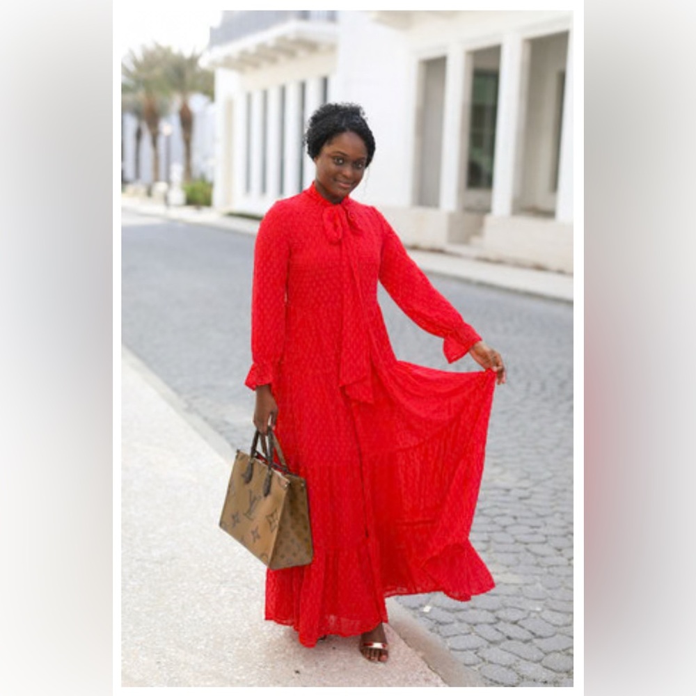 Dainty Jewells Red Long Sleeve Dress - Picture 2 of 10